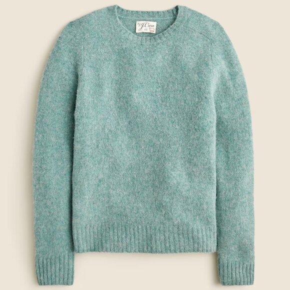 NWT J Crew 100% Brushed Wool Crewneck Sweater in Heather Topaz Teal Blue/Green - Picture 1 of 1